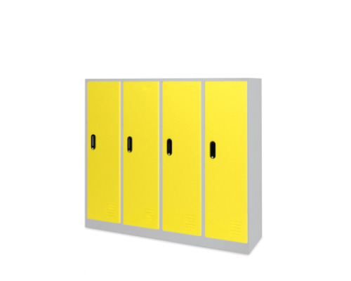 Low 4-person metal cloakroom - yellow