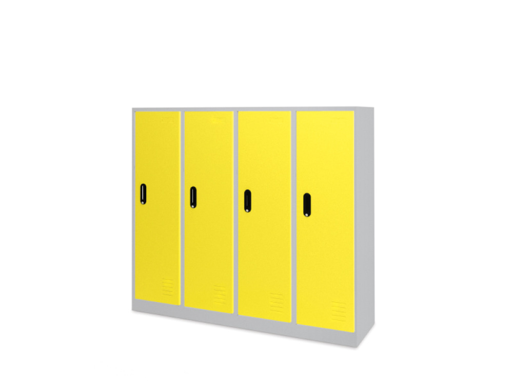 Low 4-person metal cloakroom - yellow