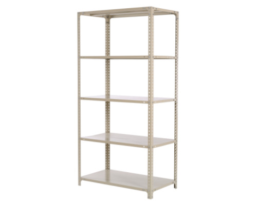 Metal unit with reinforced shelves