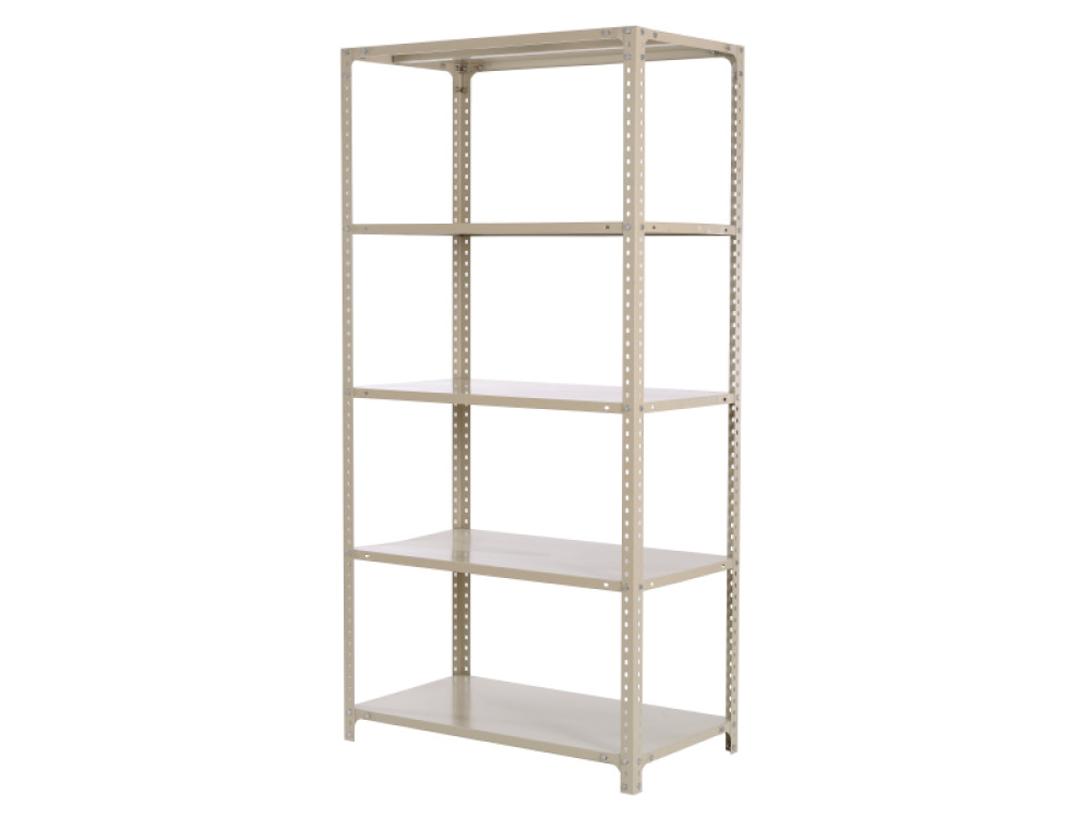 Metal unit with reinforced shelves