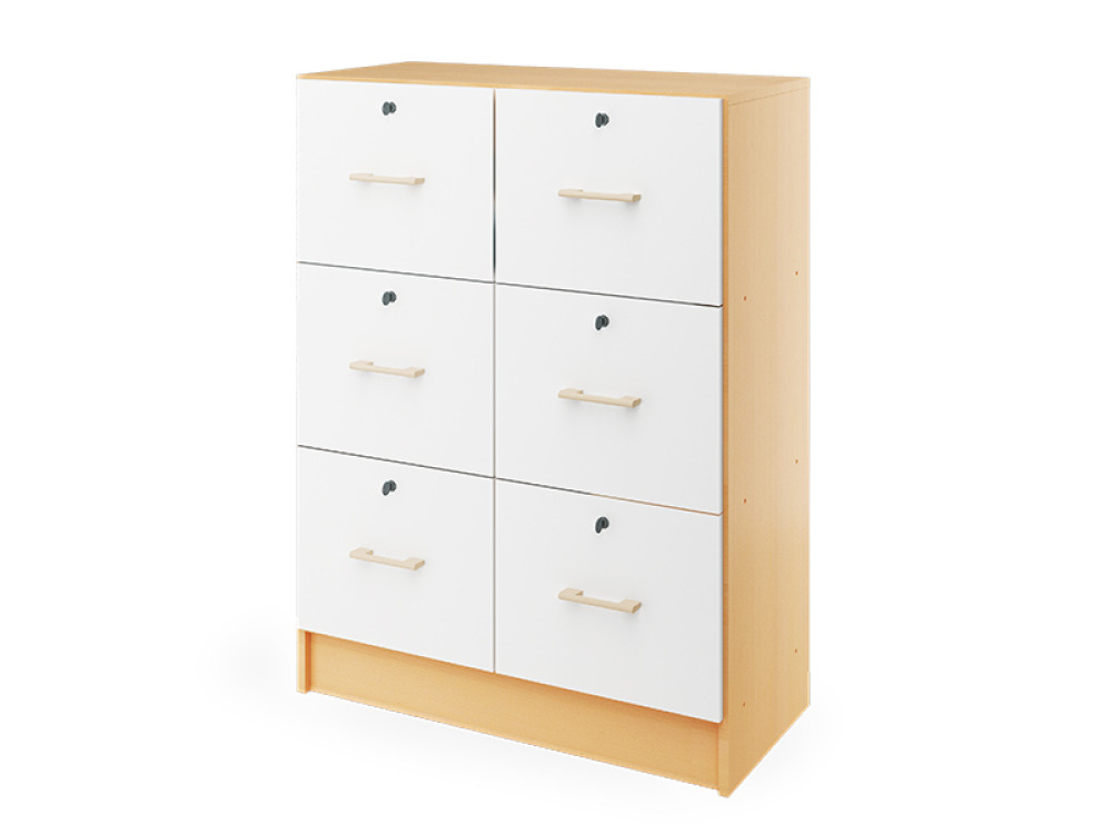 Prima. White chest of drawers - beech