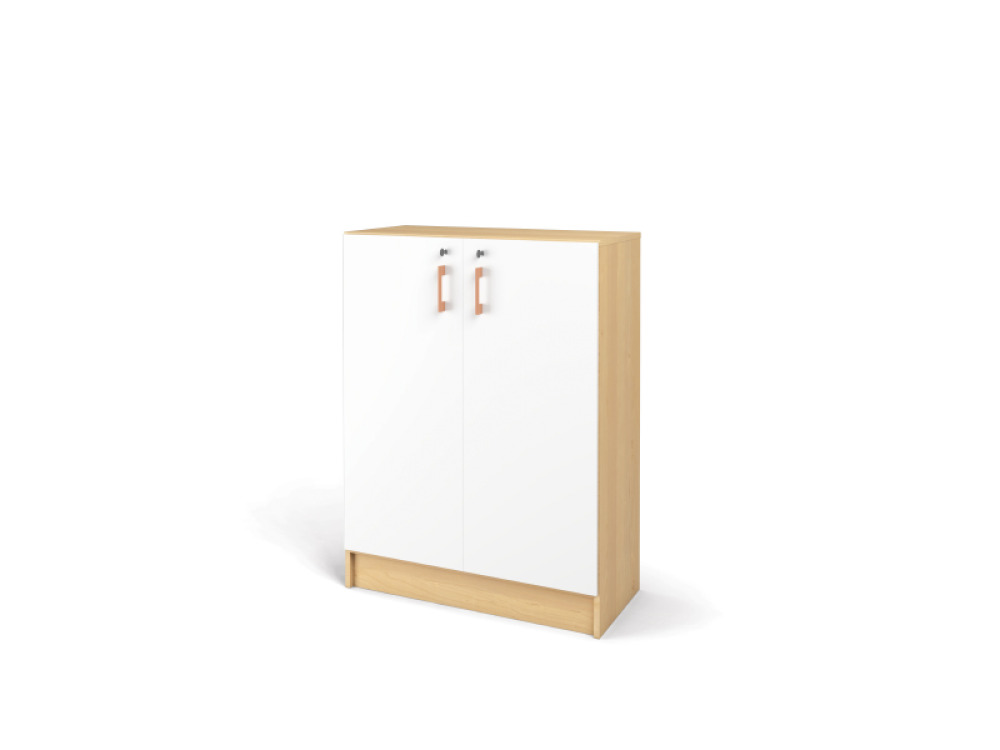 Birch storage unit with white doors from the Prima collection.