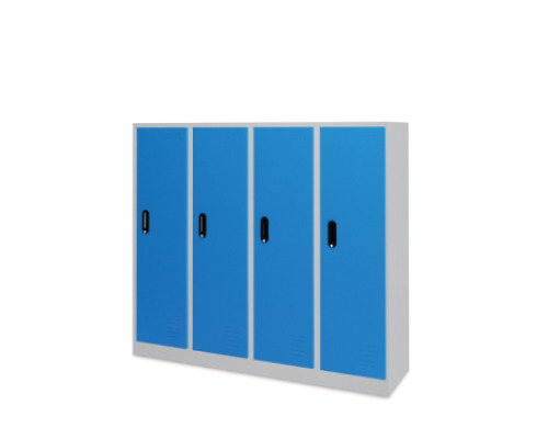 Low 4-person metal cloakroom - blue