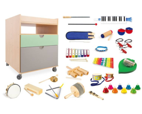 Cubo. Cabinet with musical instruments