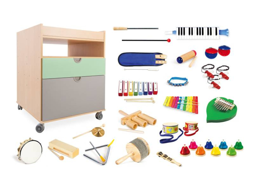 Cubo. Cabinet with musical instruments