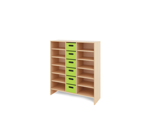 Storage Unit XL with shelves + deep wooden trays - Green