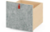 Grey narrow wheeled storage box with felt front. Cubo Acoustic Collection
