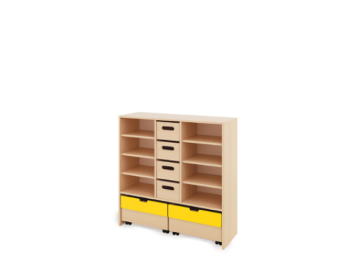 Storage Unit X with shelves + deep cardboard trays & container - Eko