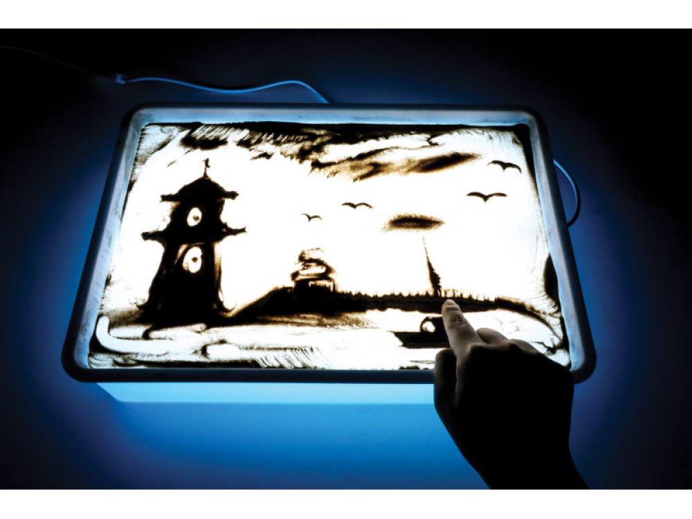 Illuminated mini sandbox with sensory sand
