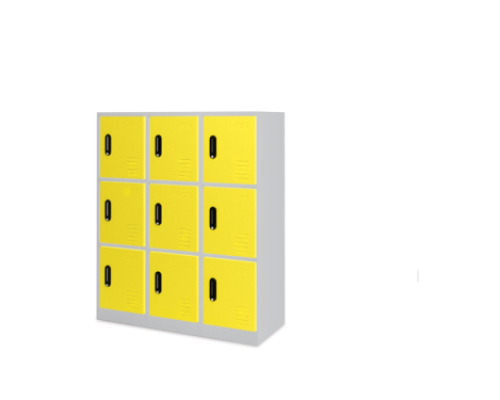 9-person metal cloakroom - yellow
