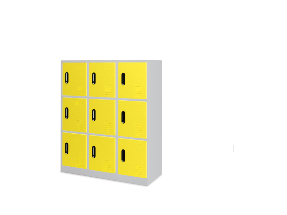9-person metal cloakroom - yellow
