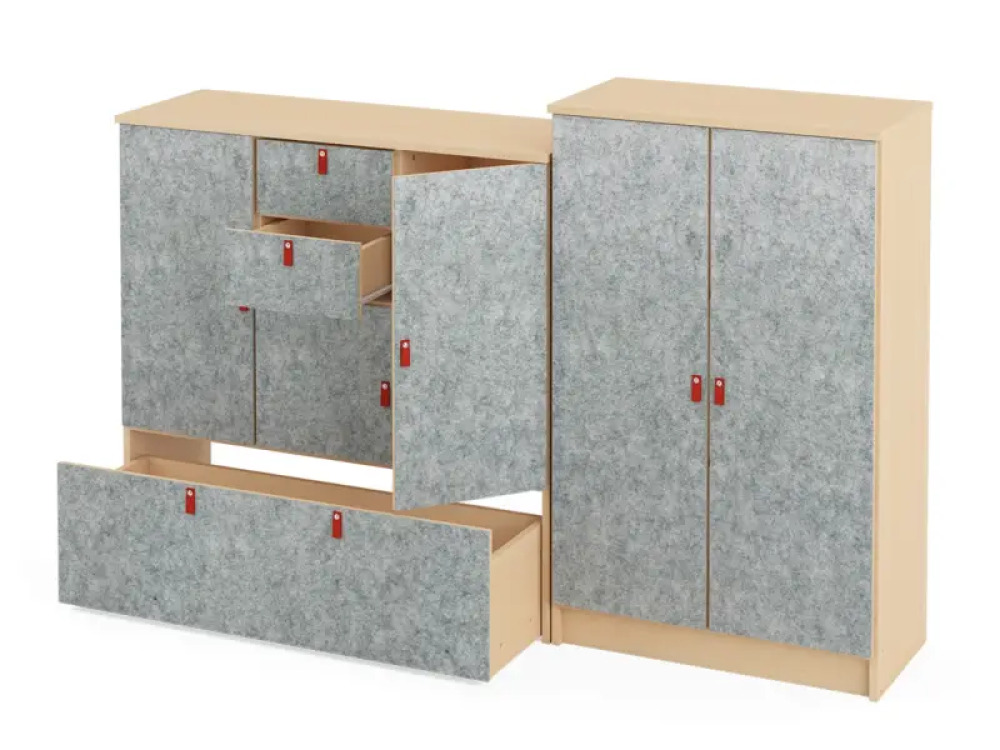 Grey tall doors with felt front. Cubo Acoustic Collection