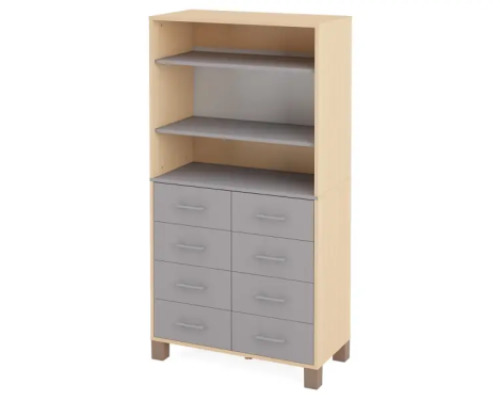 High wardrobe with shelves and drawers. Grey. Fresh Collection