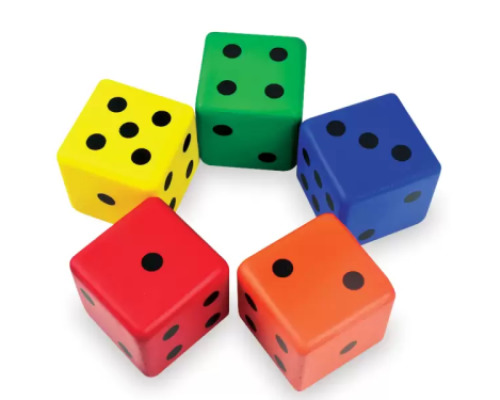 Foam dice with dots