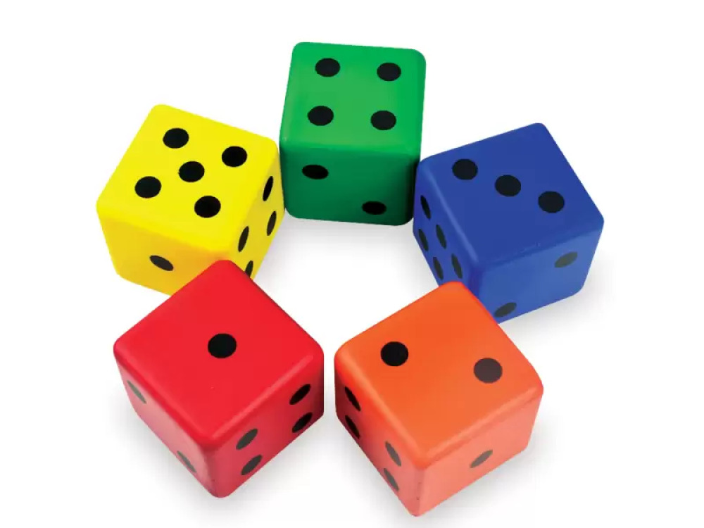 Foam dice with dots