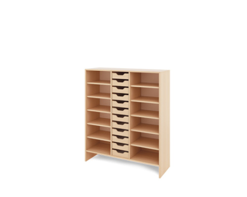 Storage Unit XL with shelves + shallow wooden trays - Eko