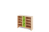 Storage Unit L with shelves + shallow wooden trays - Green