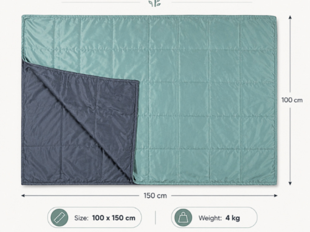 Light Weight Breathable Bamboo Fabric Weighted Blanket and Pillow Case 4kg | Grey/Green