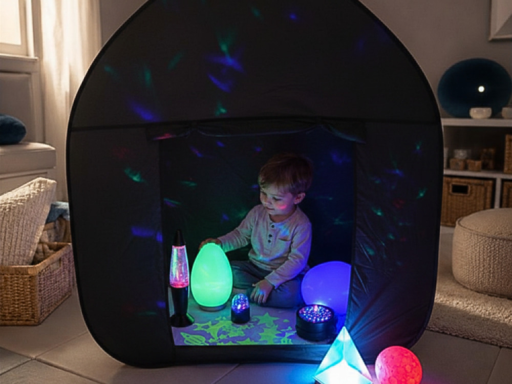Black Sensory Pop Up Tent for Den Making with Carry Case 105cm