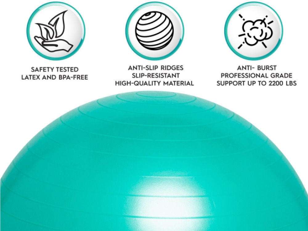 45cm Balance Ball No-Roll Weighted Seat-Green
