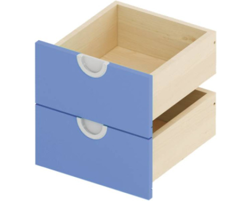 Set of Cubo drawers. Narrow, low. Azure blue