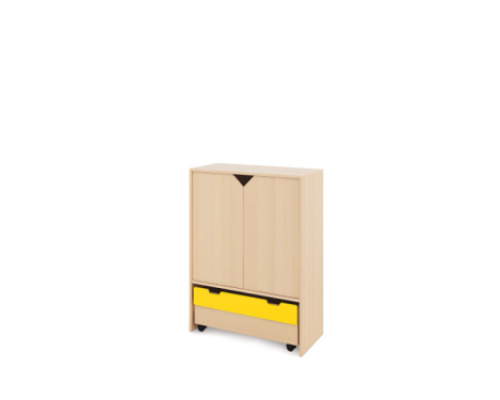 Storage Unit X with shelves + doors & container - Beech