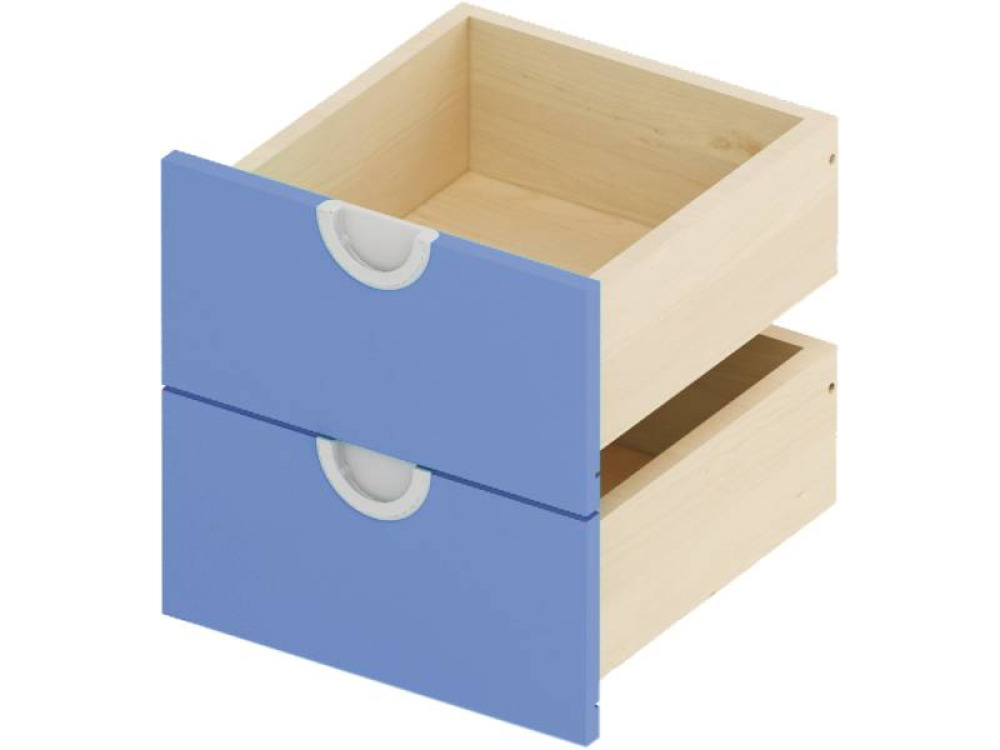Set of Cubo drawers with lock. Narrow, low. Azure blue