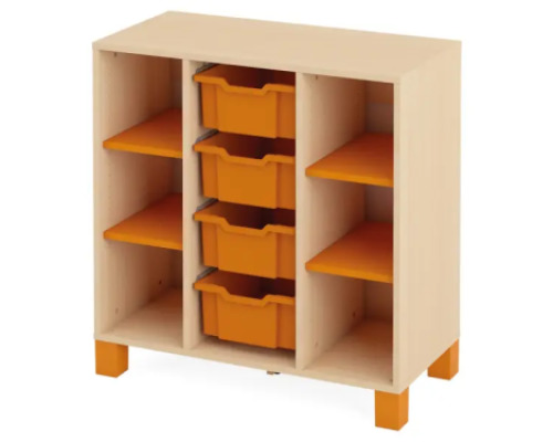 Cabinet with shelves and 4 containers. Orange. Fresh Collection