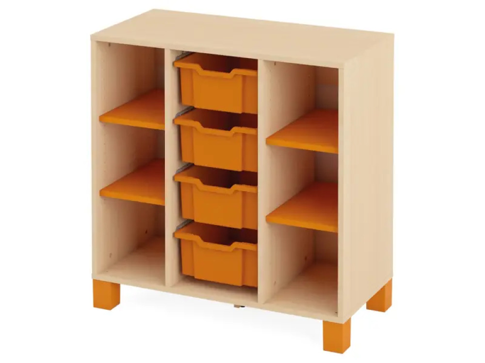 Cabinet with shelves and 4 containers. Orange. Fresh Collection