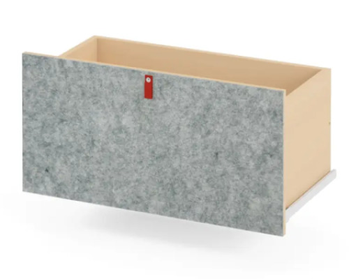 Grey wide tall drawer with felt front. Cubo Acoustic Collection
