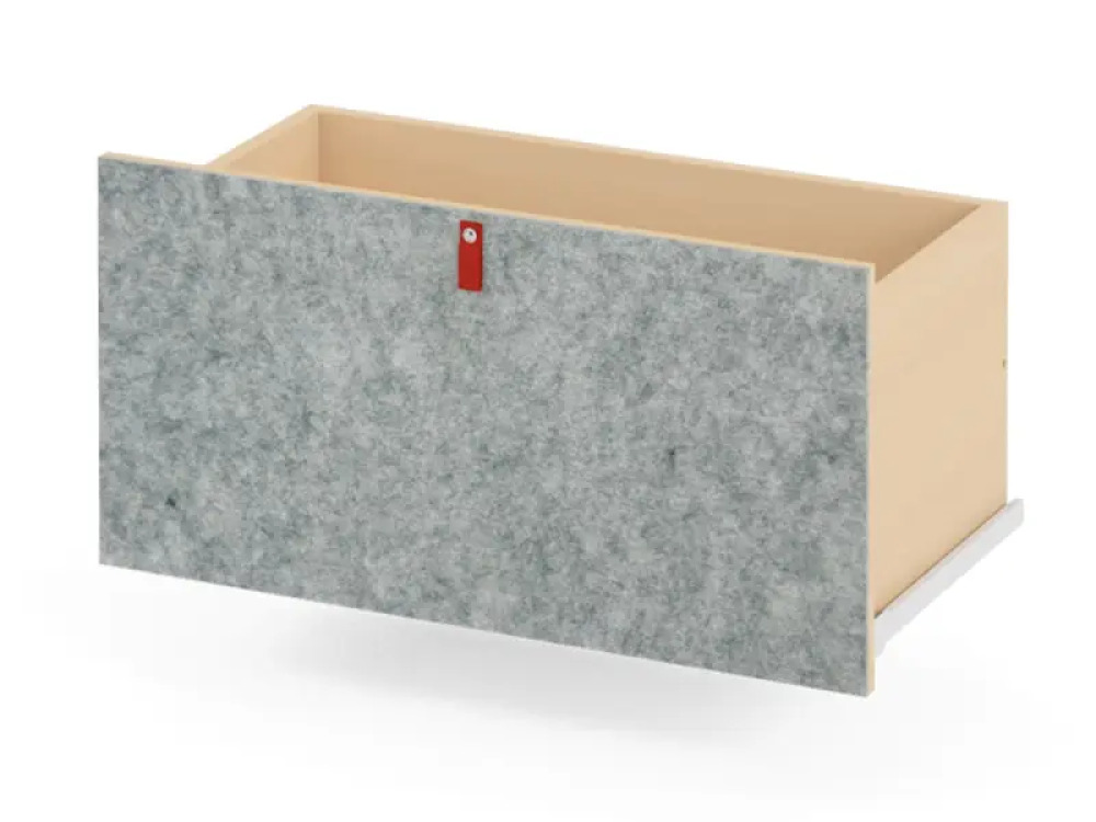 Grey wide tall drawer with felt front. Cubo Acoustic Collection