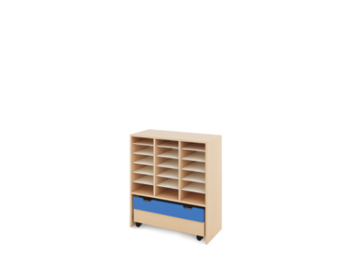 Storage Unit L with compartments + container - Blue