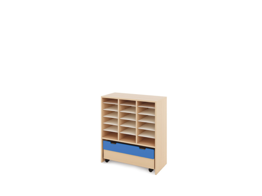 Storage Unit L with compartments + container - Blue