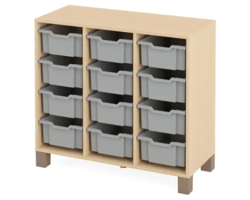 Cabinet with 12 deep containers. Grey. Fresh Collection