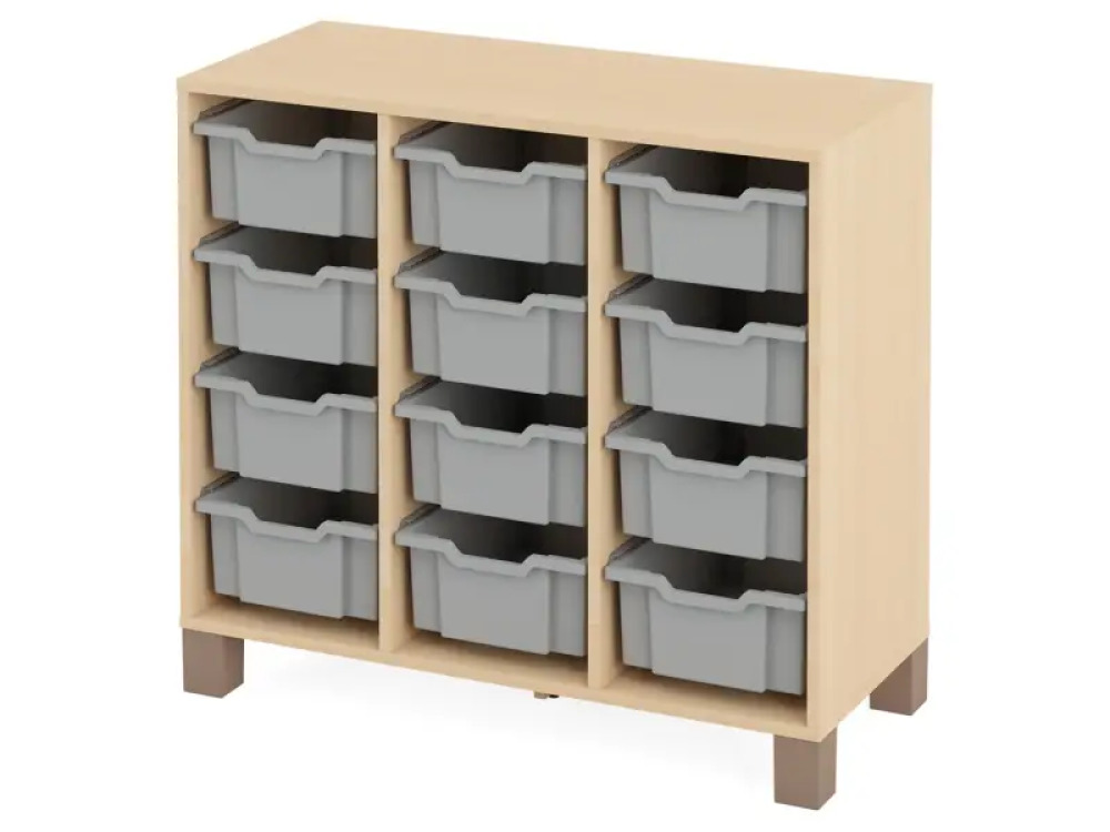 Cabinet with 12 deep containers. Grey. Fresh Collection