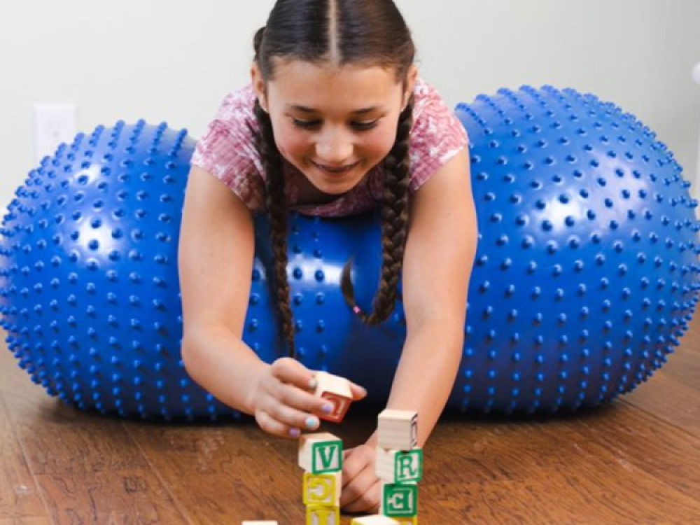 Inflatable Sensory Roller with Tactile nubs PEANUT