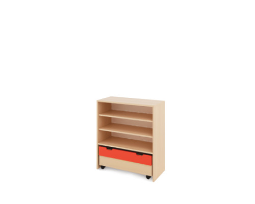 Storage Unit L with shelves + containers - Red