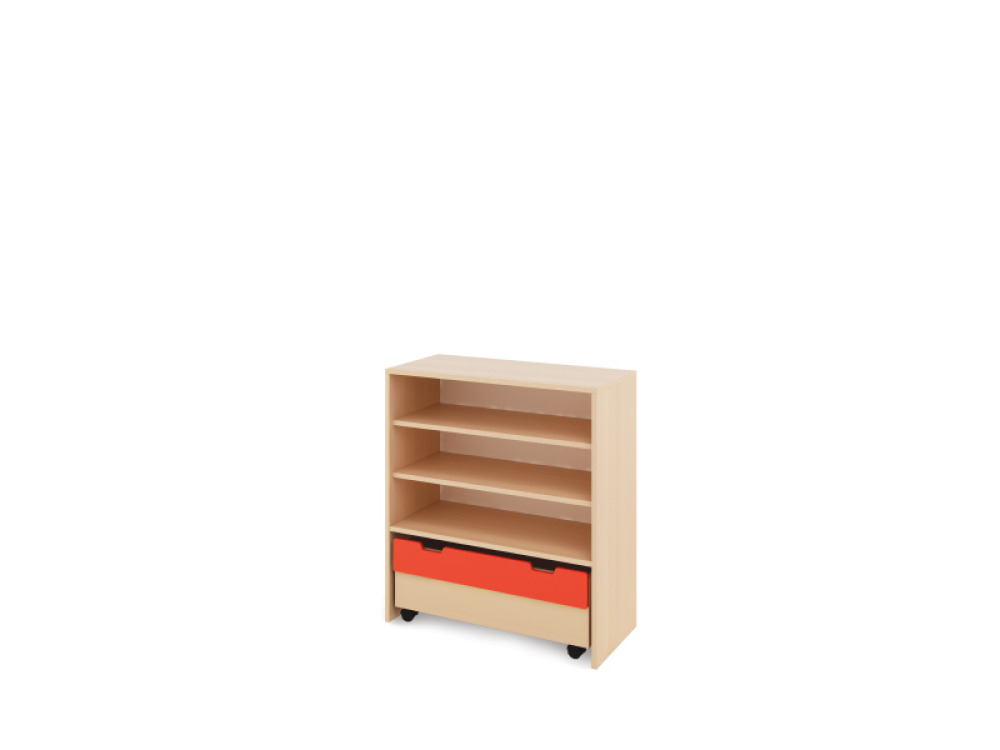 Storage Unit L with shelves + containers - Red