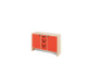 Storage Unit M with shelves and doors + deep wooden trays - Red