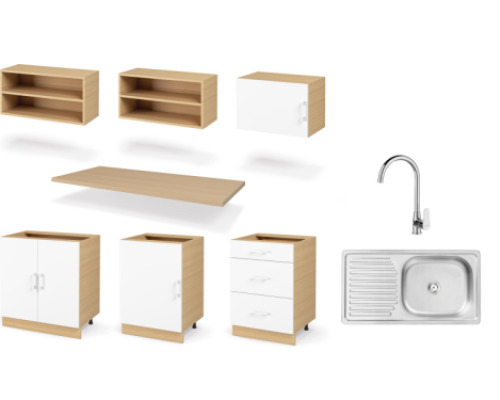 TRIO premium set 2 m with countertop in oiled oak colour. Master Kitchen Collection