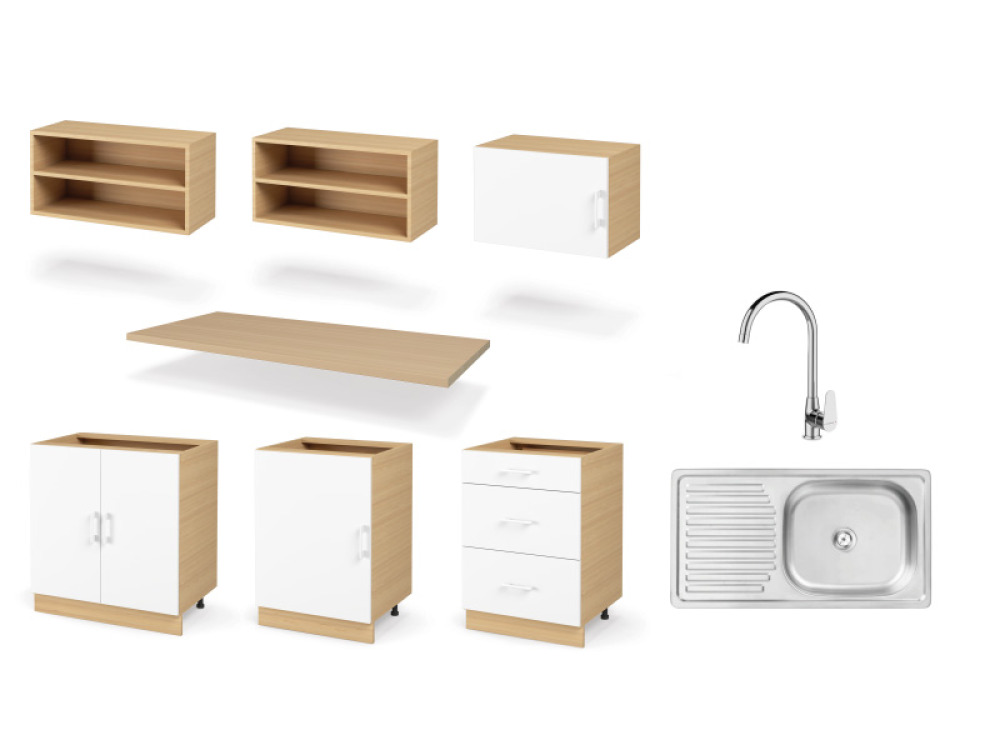 TRIO premium set 2 m with countertop in oiled oak colour. Master Kitchen Collection