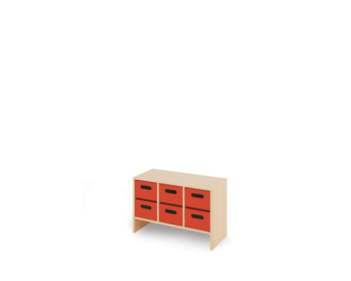 Storage Unit S with deep wooden trays - Red