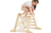 Ladder with climbing wall. Wooden gymnastics equipment