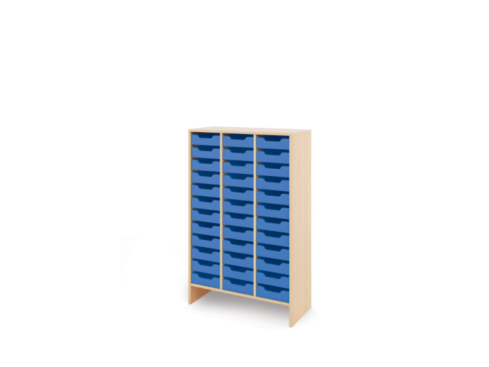 Storage Unit XL with shallow wooden trays - Blue