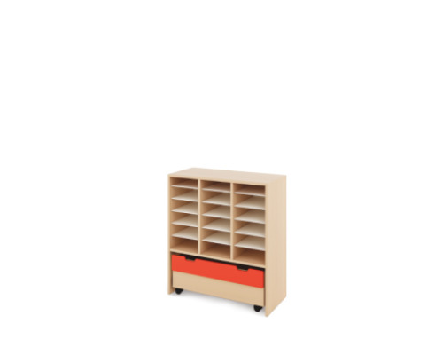 Storage Unit L with compartments + container - Red