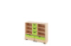Storage Unit L with shelves + deep cardboard trays & container - Green