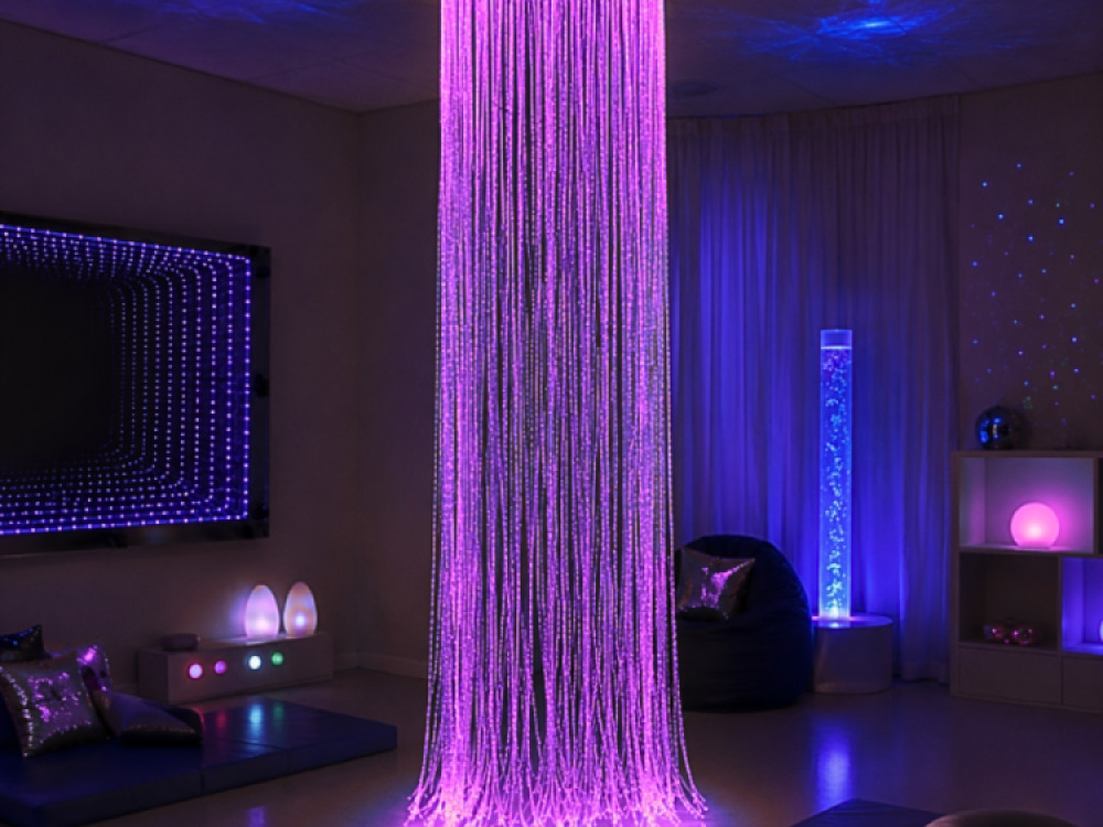 Sensory Fibre Optic Curtain Ring Including Fibres and Light Source