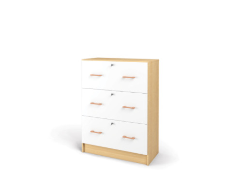 Wide chest of drawers from the Prima collection. Birch & white