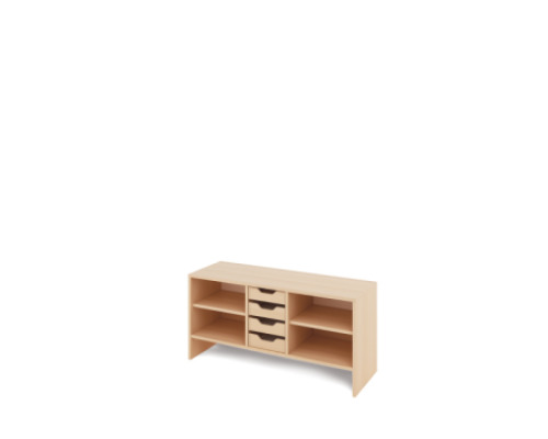 Storage Unit S with shelves + shallow cardboard trays - Eko