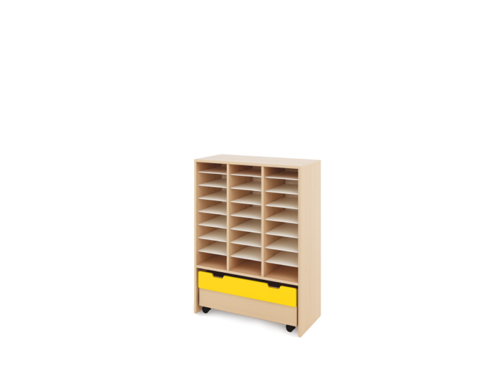 Storage Unit X with compartments + container - Yellow